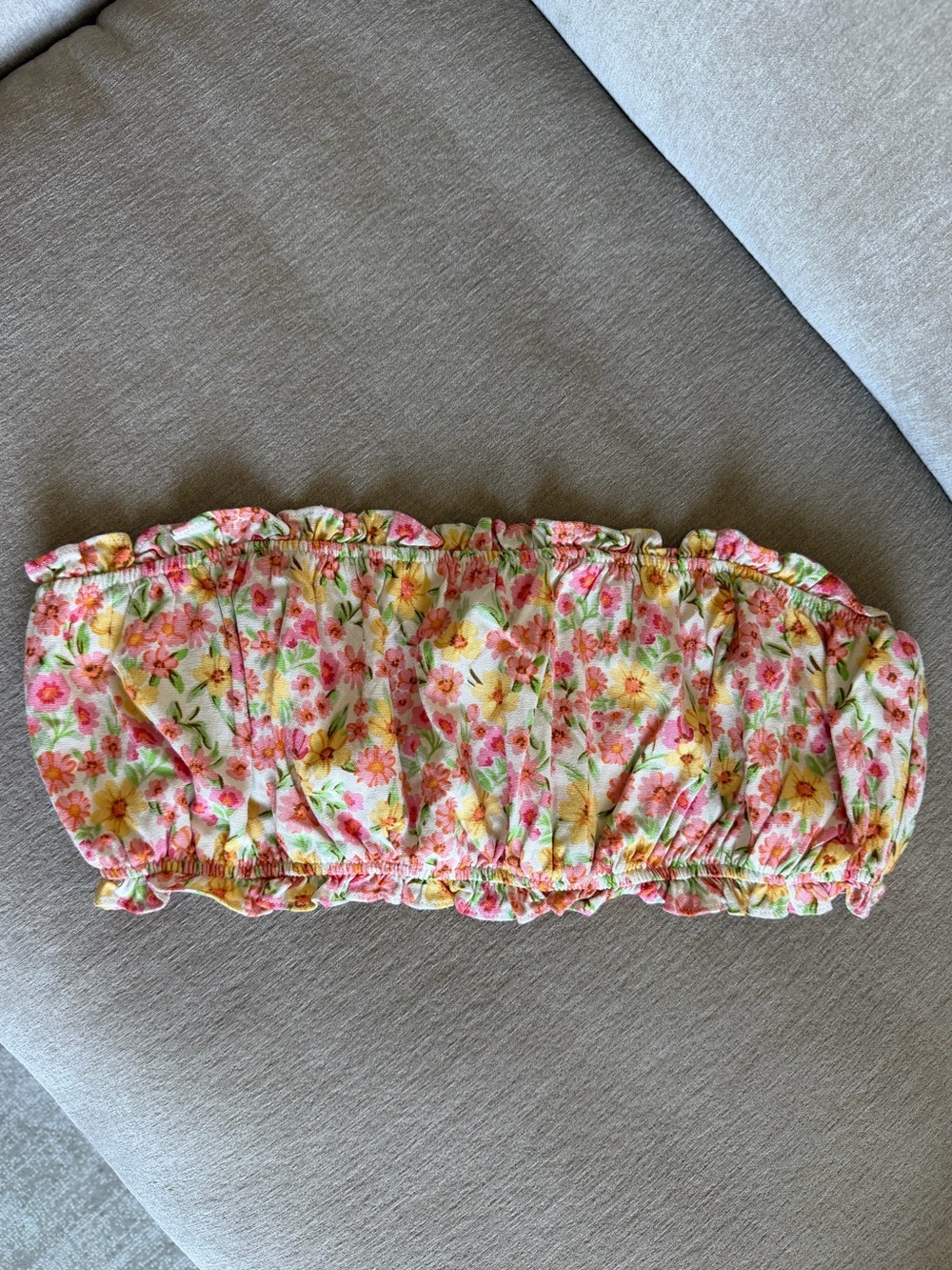 Altar'd State Floral Bandeau Top - Pink, Yellow, Green